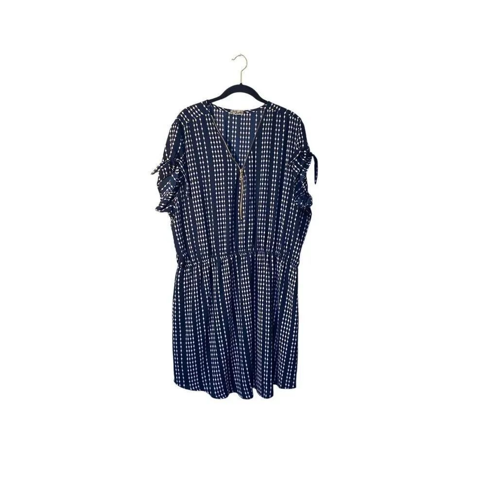 J for justify women’s blue and white geometric print dress XL